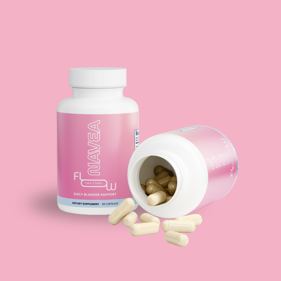 Navea Flow bottle with the full ingredient label visible